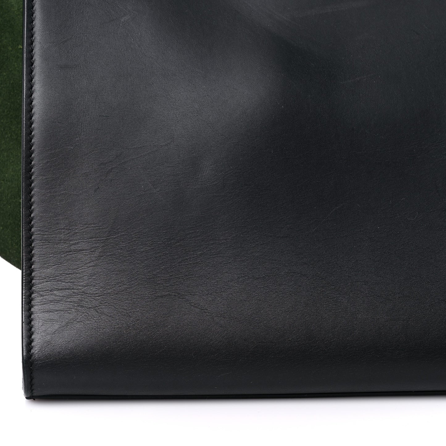 Natural Calfskin Suede Medium Bi-Color Trapeze Black