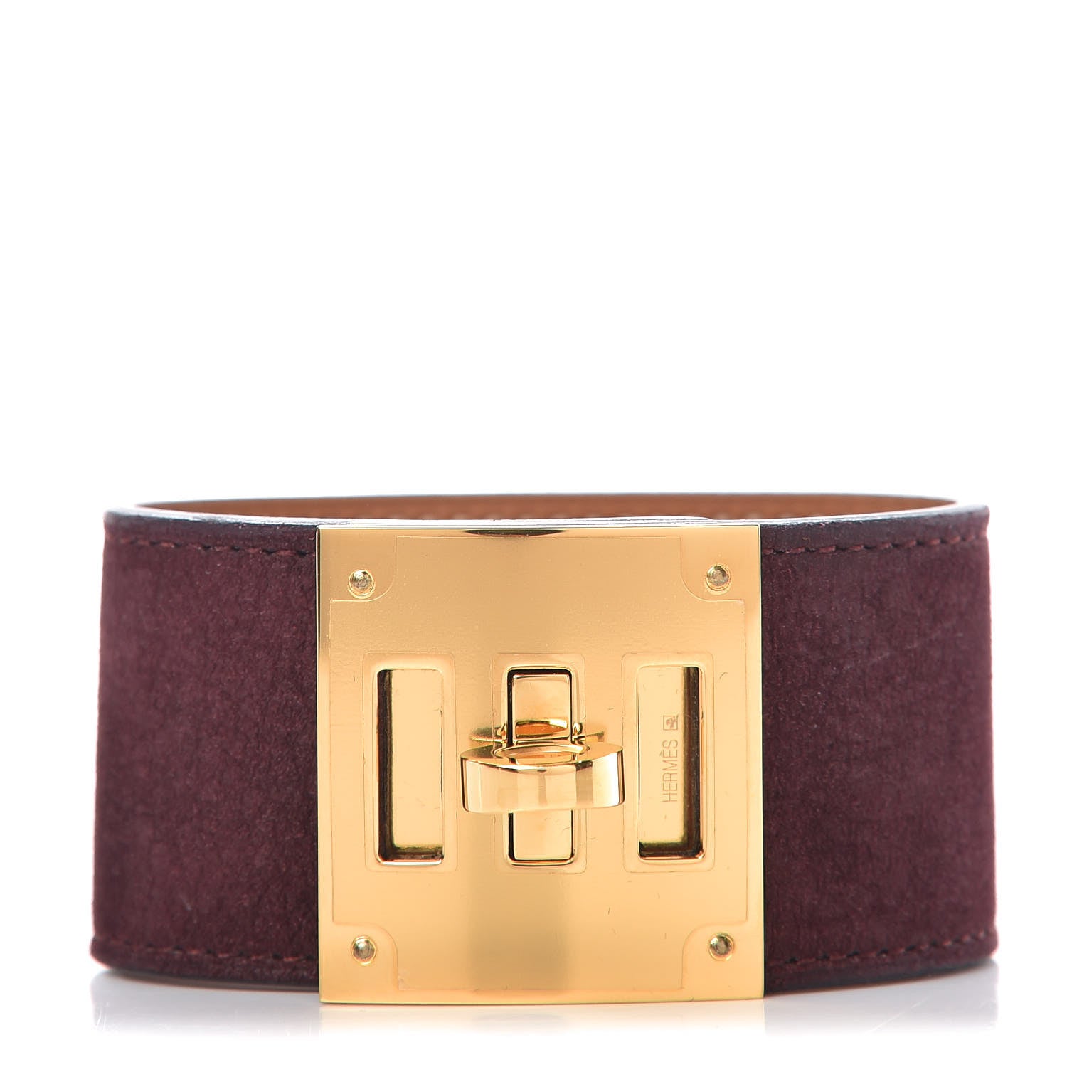 Hermes Taurillon Gaucho Kelly Dog Bracelet Prune 1 of 6