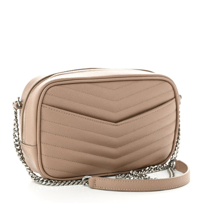 Saint Laurent Grain De Poudre Matelasse Monogram Mini Lou Camera Bag Dark Beige 3 of 10