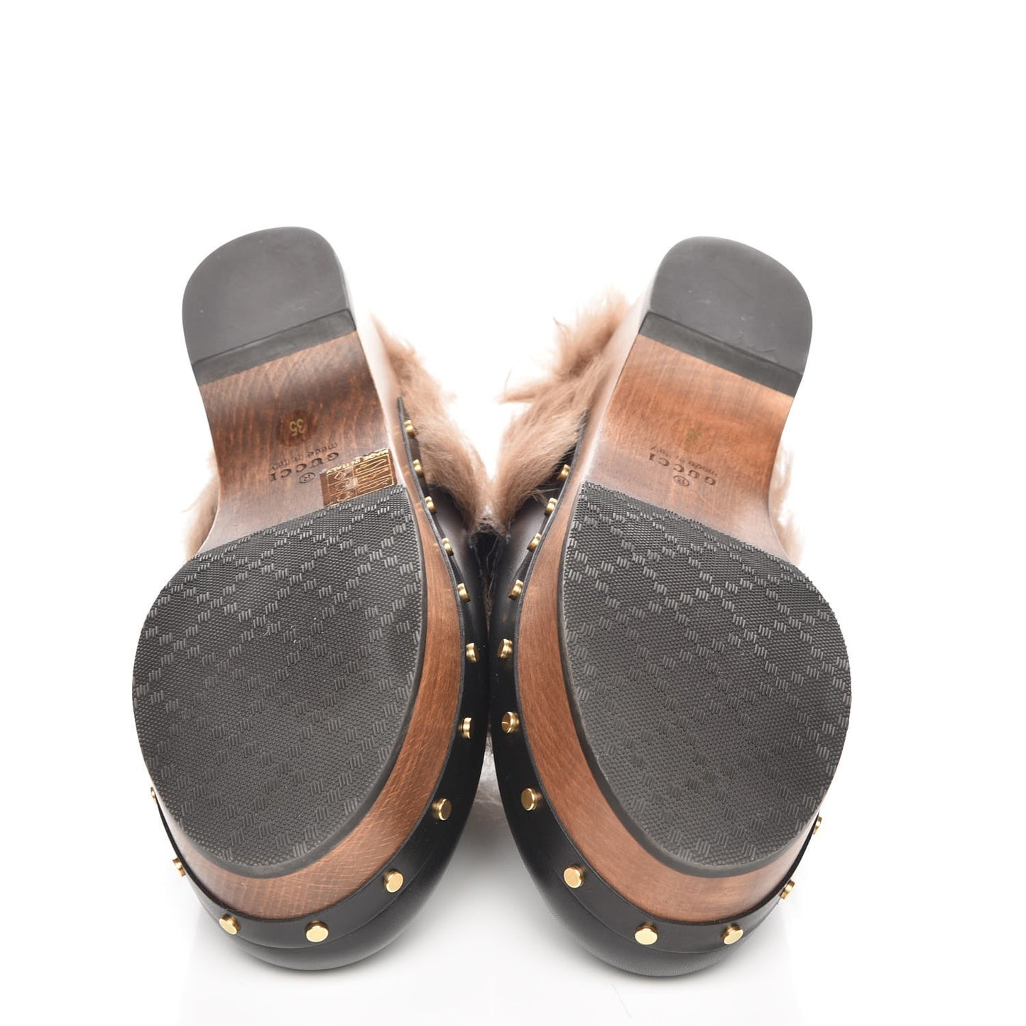 Calfskin Fur Horsebit Amstel Slingback Clogs 35 Black Naturale