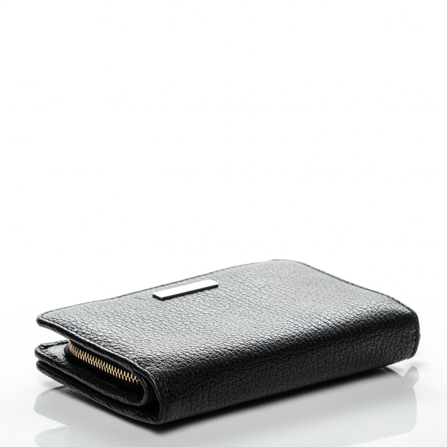 Burberry Signature Grain Calfskin Compact Wallet Black 4 of 8