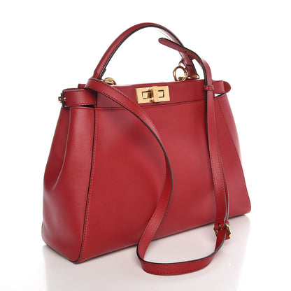Fendi Vitello Morgan Fabric Jacquard Pequin Medium Peekaboo Iconic Satchel Mattone Tobacco Black 4 of 12