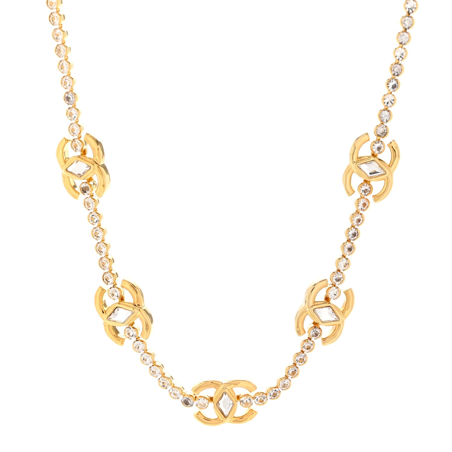 Chanel Metal Crystal CC Marquise Choker Gold 1 of 6