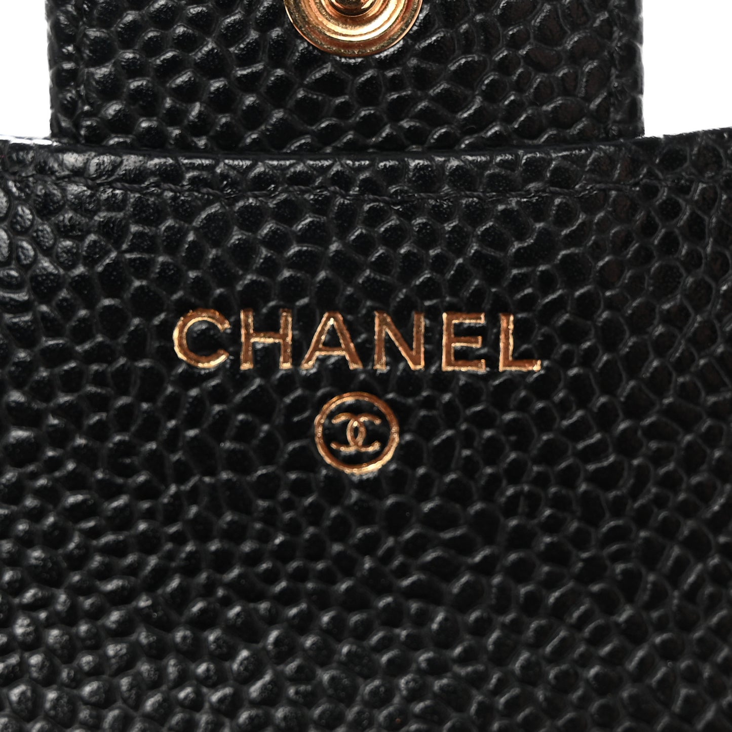 Caviar Quilted Compact Flap Wallet Black