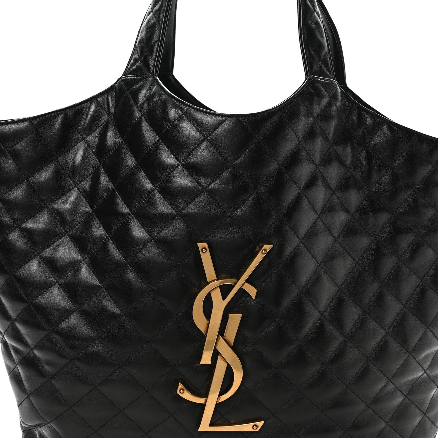 Lambskin Quilted Maxi Icare Shopping Tote Black