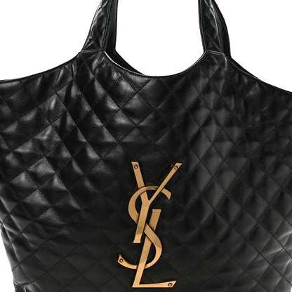 Saint Laurent Lambskin Quilted Maxi Icare Shopping Tote Black 8 of 10