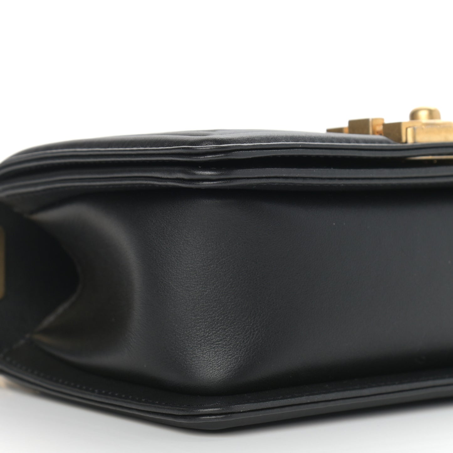 Calfskin Small Boy Logo Top Handle Flap Black