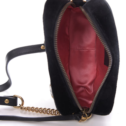Gucci Velvet Matelasse Marquise Crystals Mini GG Marmont Chain Shoulder Bag Black 5 of 9