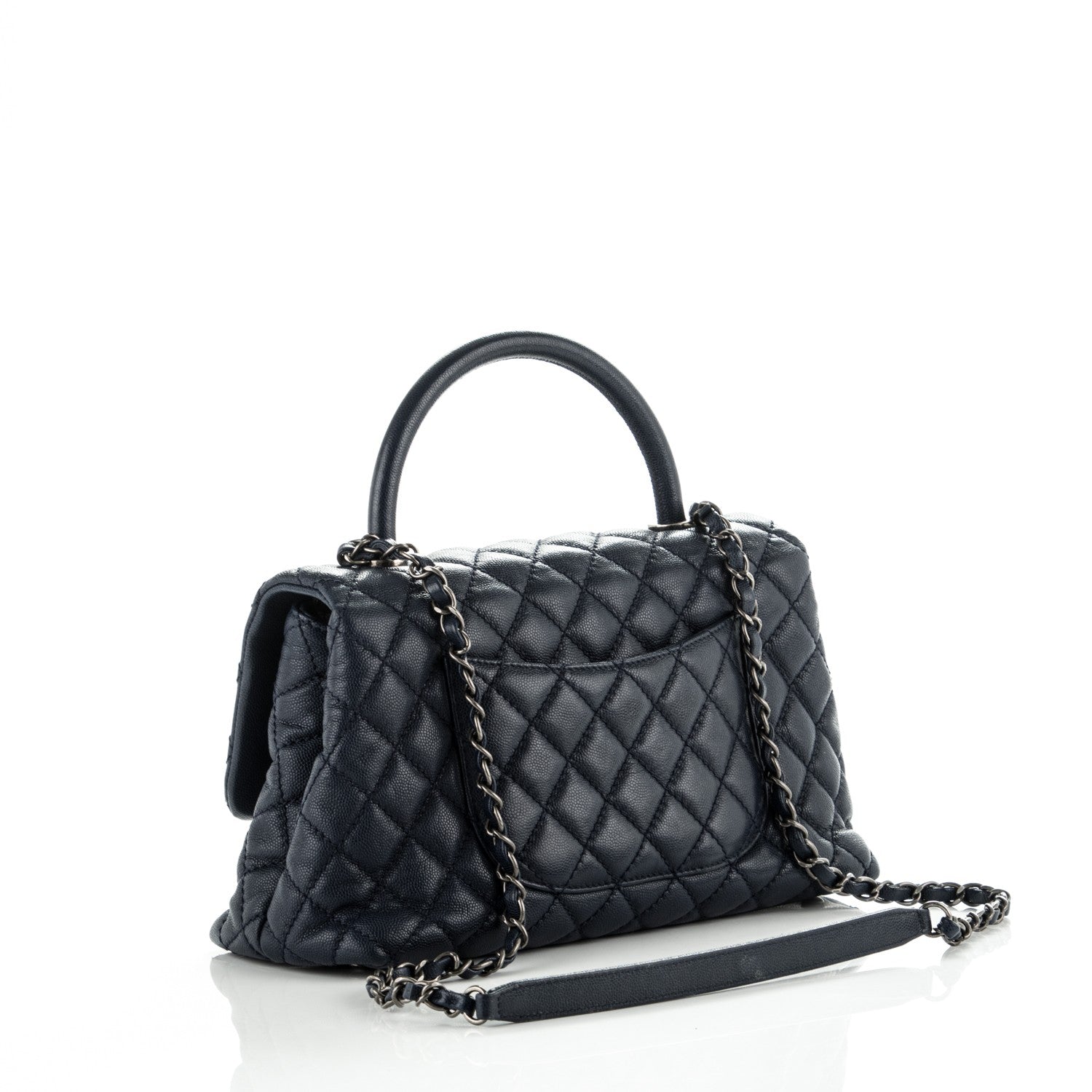 Chanel Caviar Quilted Small Coco Handle Flap Navy 3 of 8