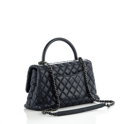 Chanel Caviar Quilted Small Coco Handle Flap Navy 3 of 8