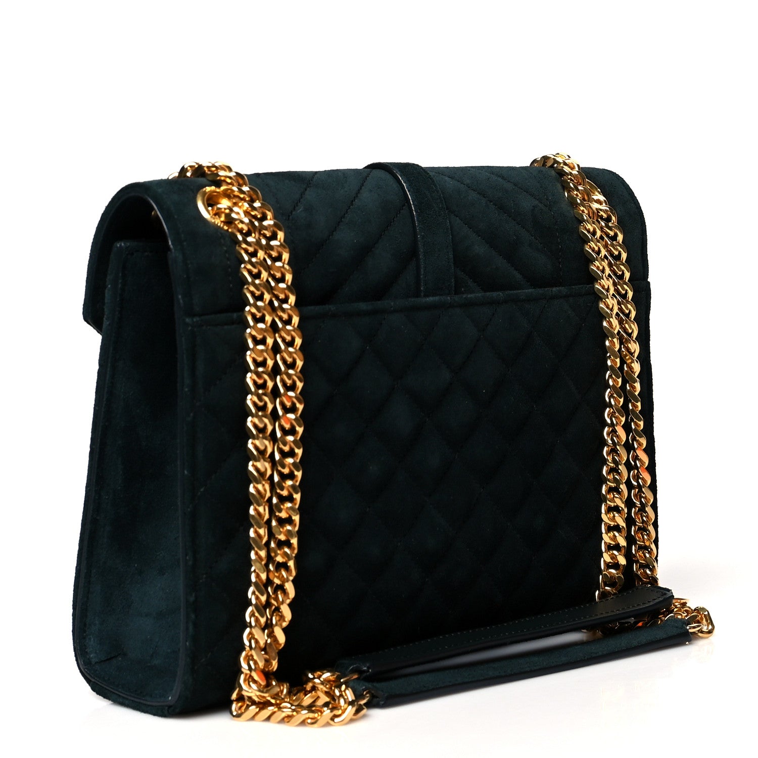Saint Laurent Suede Mixed Matelasse Triquilt Medium Monogram Envelope Satchel Algae 3 of 11