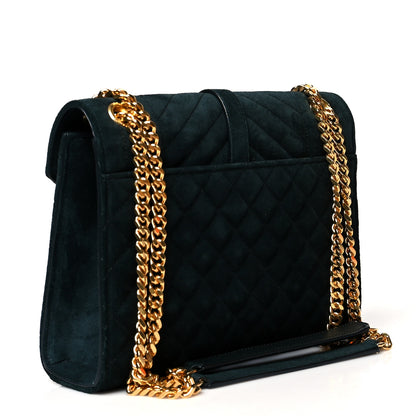 Saint Laurent Suede Mixed Matelasse Triquilt Medium Monogram Envelope Satchel Algae 3 of 11