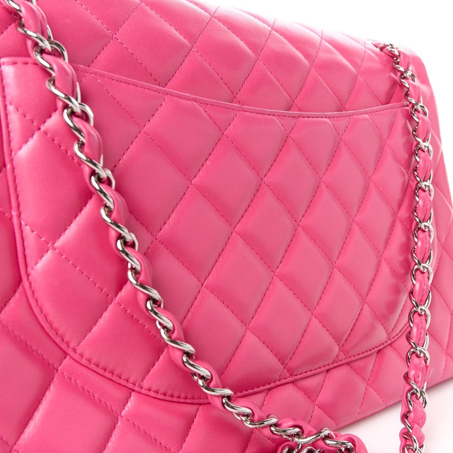 Lambskin Quilted Maxi Double Flap Fuchsia