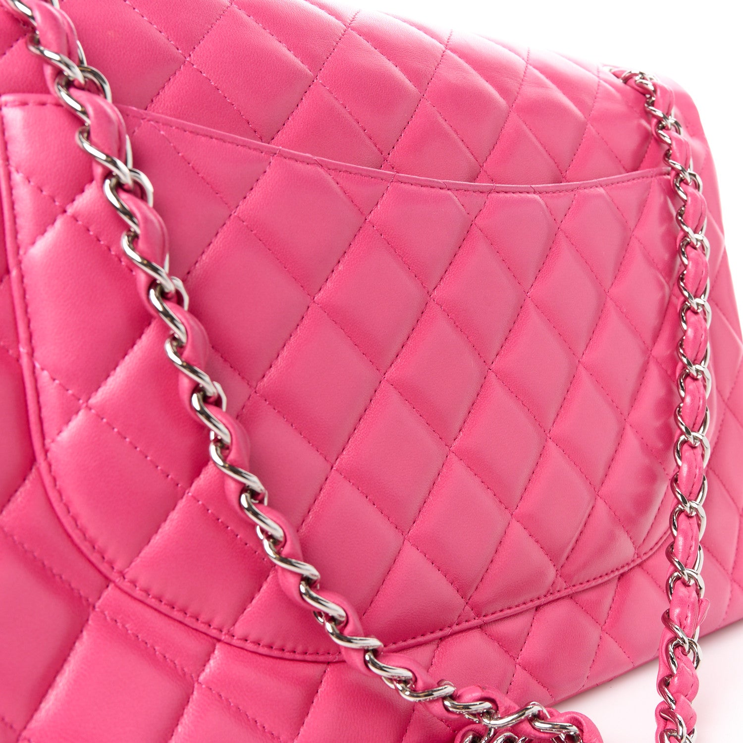 Chanel Lambskin Quilted Maxi Double Flap Fuchsia 13 of 14