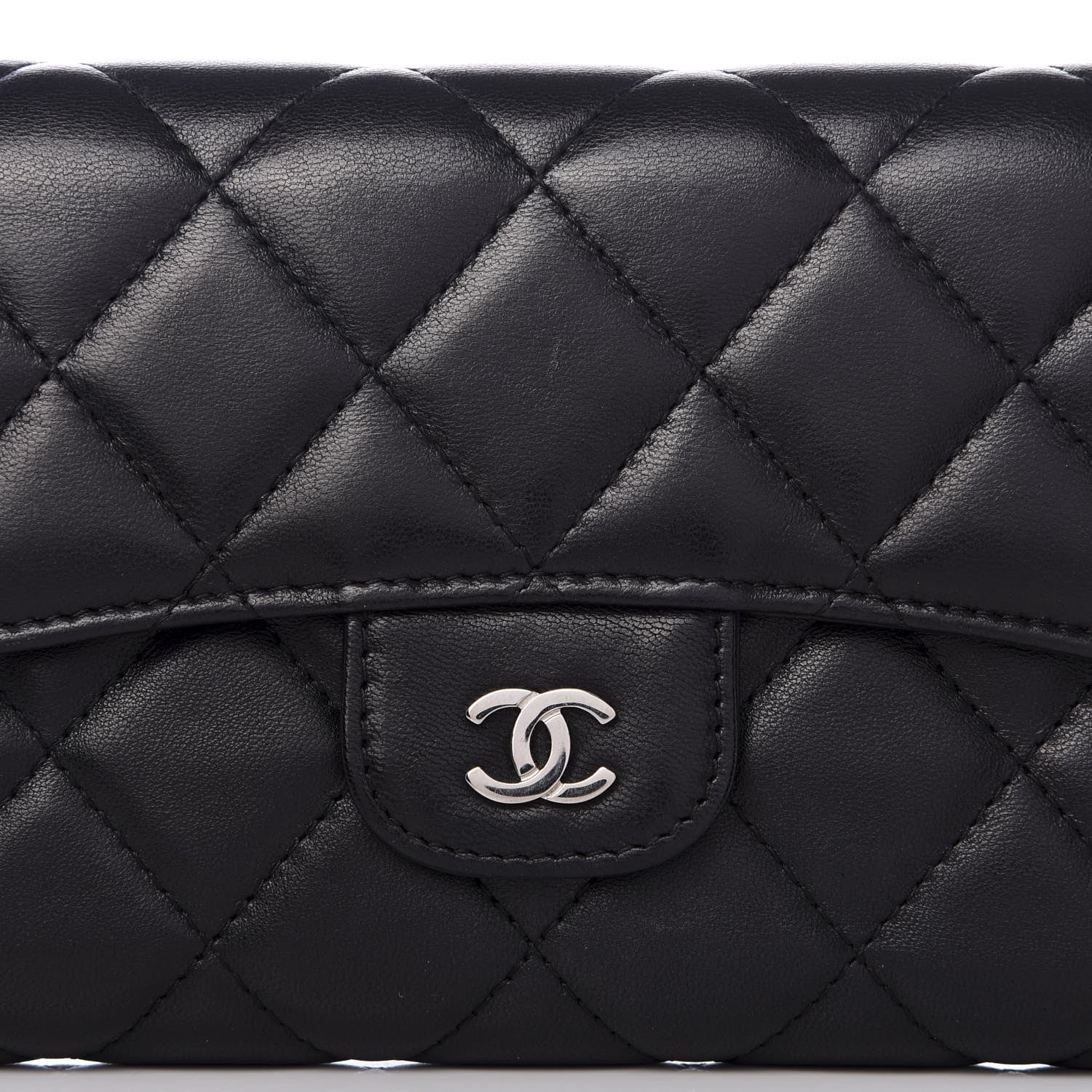 Chanel Lambskin Quilted Large Flap Wallet Black 8 of 9