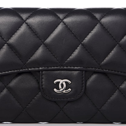 Chanel Lambskin Quilted Large Flap Wallet Black 8 of 9