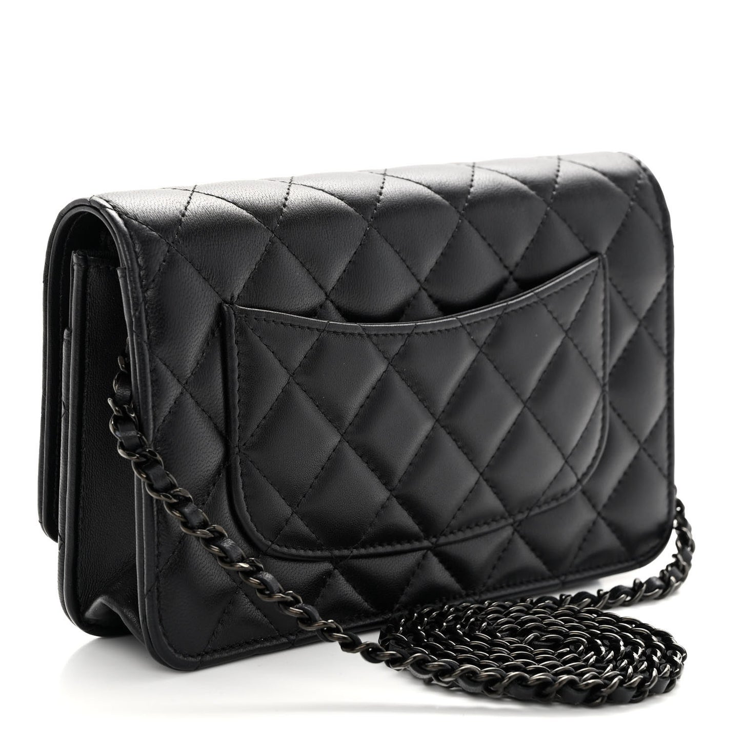 Lambskin Quilted Wallet On Chain WOC So Black