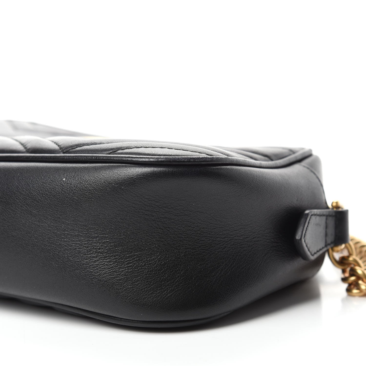 Gucci Calfskin Matelasse Small GG Marmont Chain Shoulder Bag Black 7 of 12