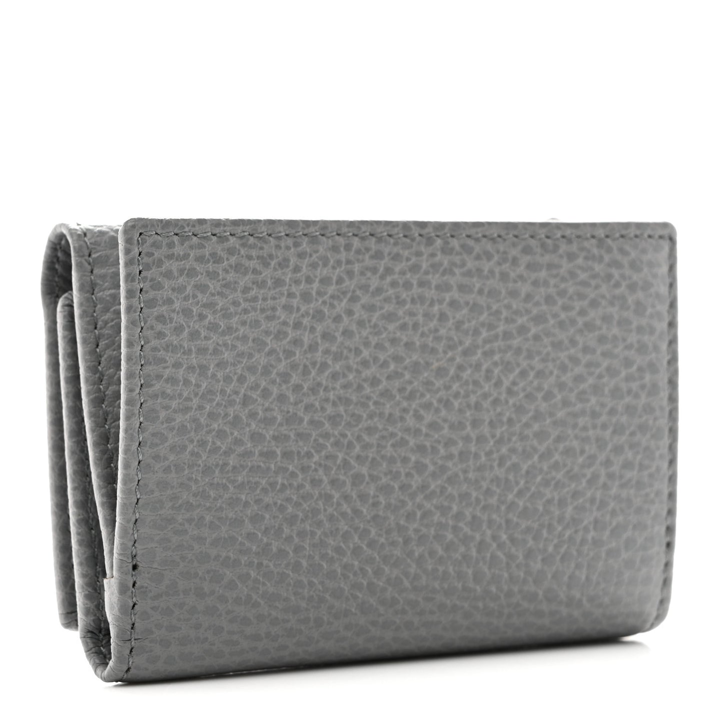 Dollar Calfskin Enamel Monochrome Medium GG Marmont Wallet Deep Grey