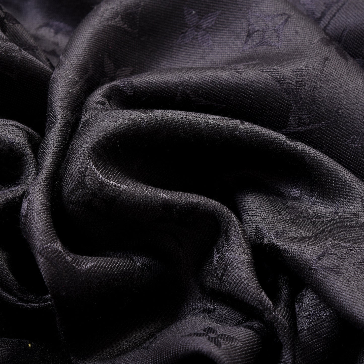 Silk Lurex Wool Monogram Shine Shawl Black