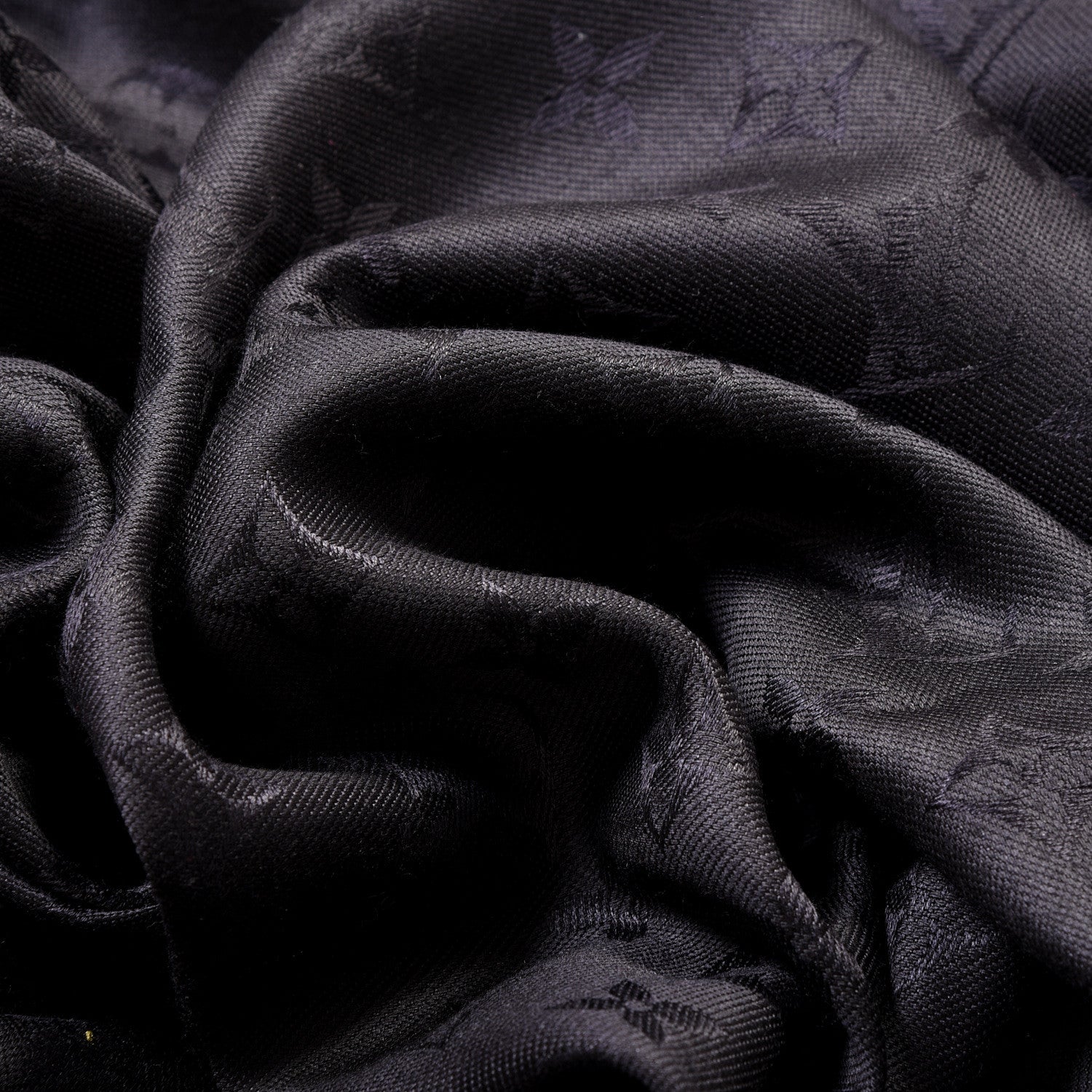 Louis Vuitton Silk Lurex Wool Monogram Shine Shawl Black 3 of 4