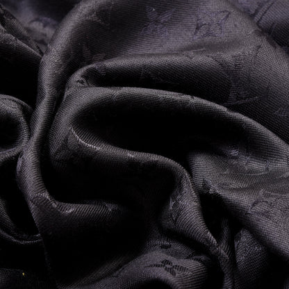 Louis Vuitton Silk Lurex Wool Monogram Shine Shawl Black 3 of 4