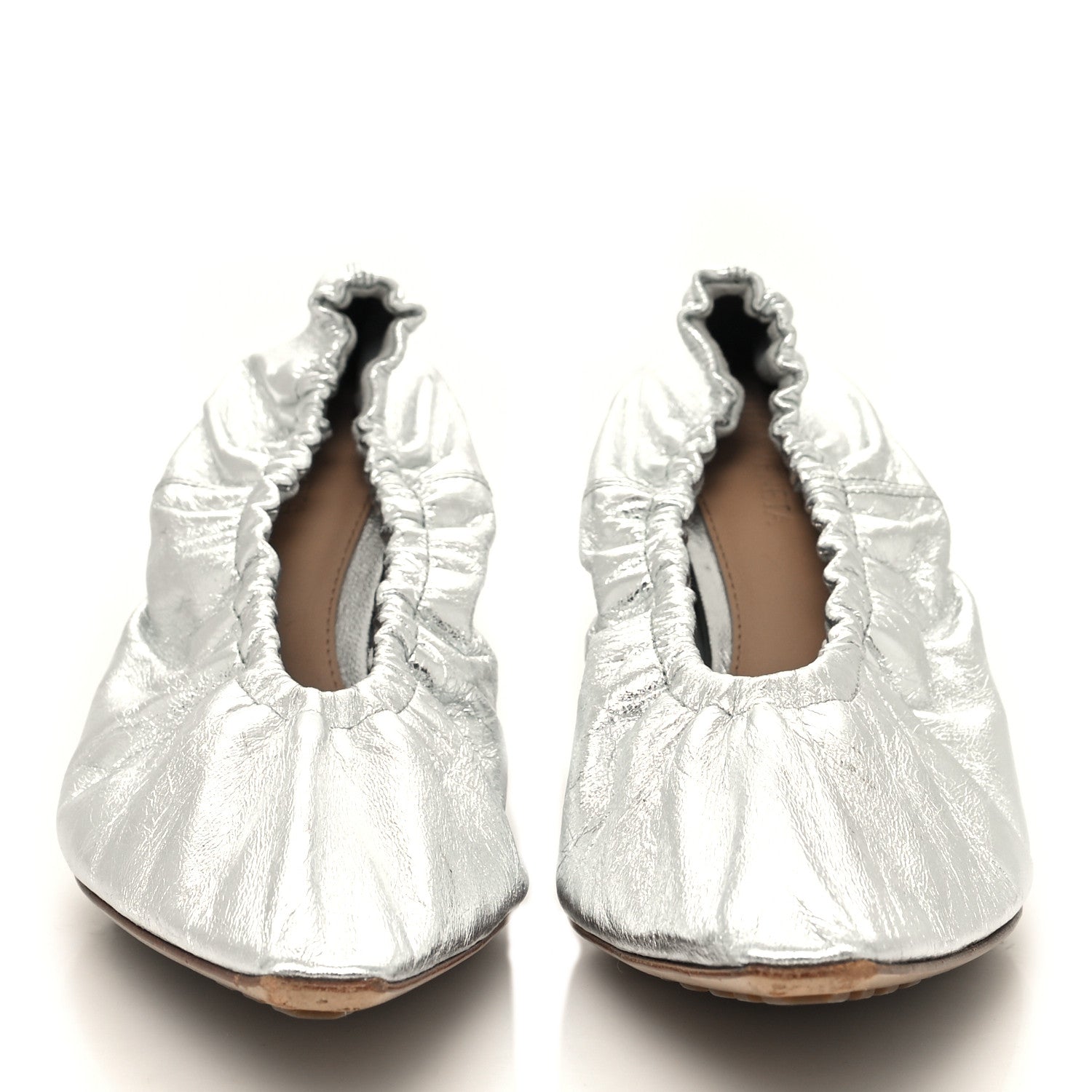 Bottega Veneta Metallic Crushed Nappa Glitter Plexiglass Almond Pumps 37 Silver 2 of 7