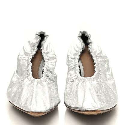 Bottega Veneta Metallic Crushed Nappa Glitter Plexiglass Almond Pumps 37 Silver 2 of 7