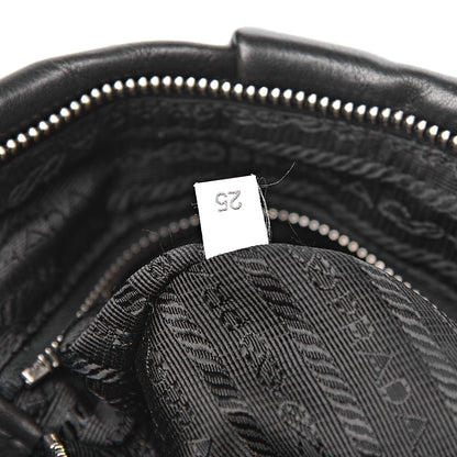 Prada Soft Calf Pleated Hobo Black 7 of 10