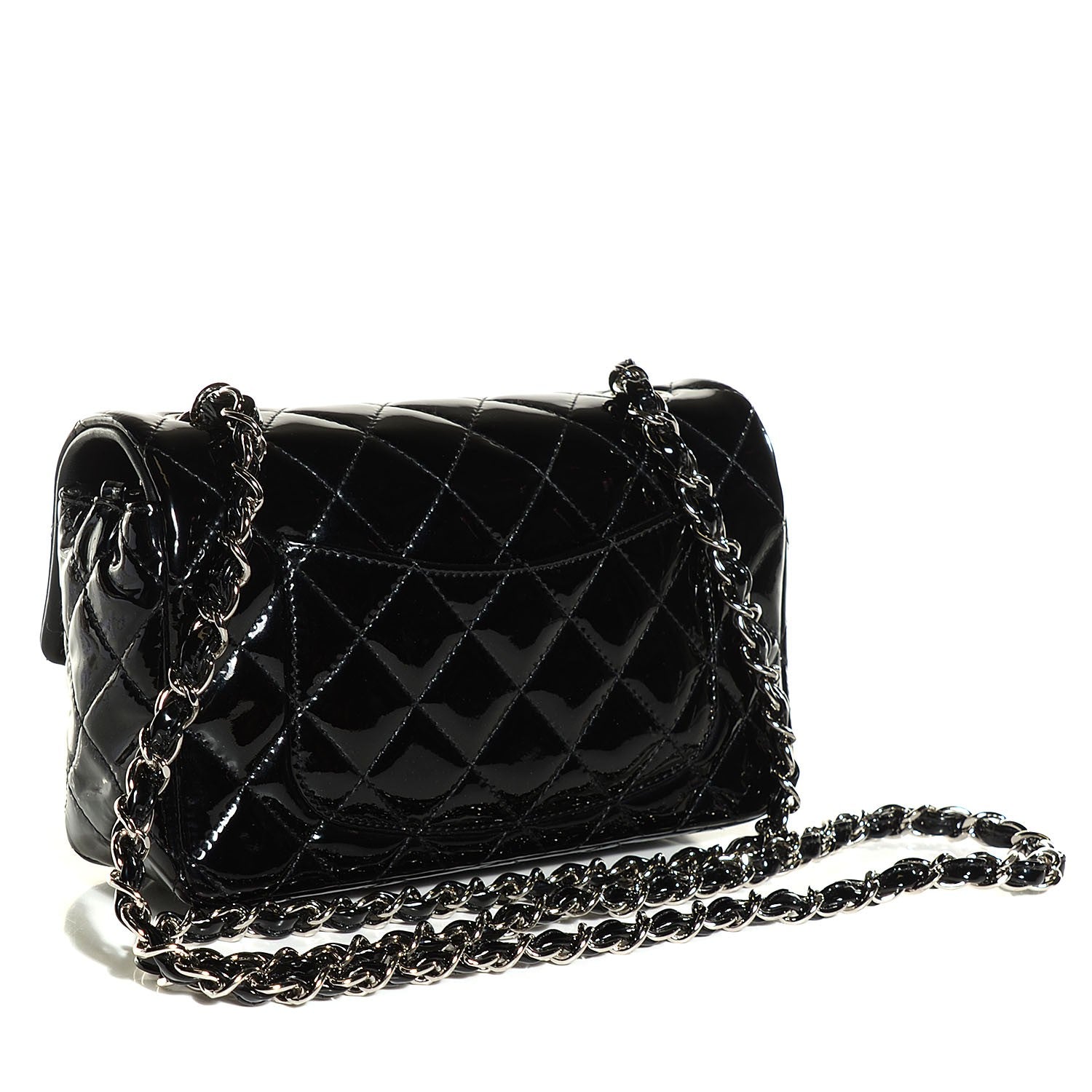 Chanel Patent Calfskin Quilted Mini Rectangular Flap Black 3 of 9