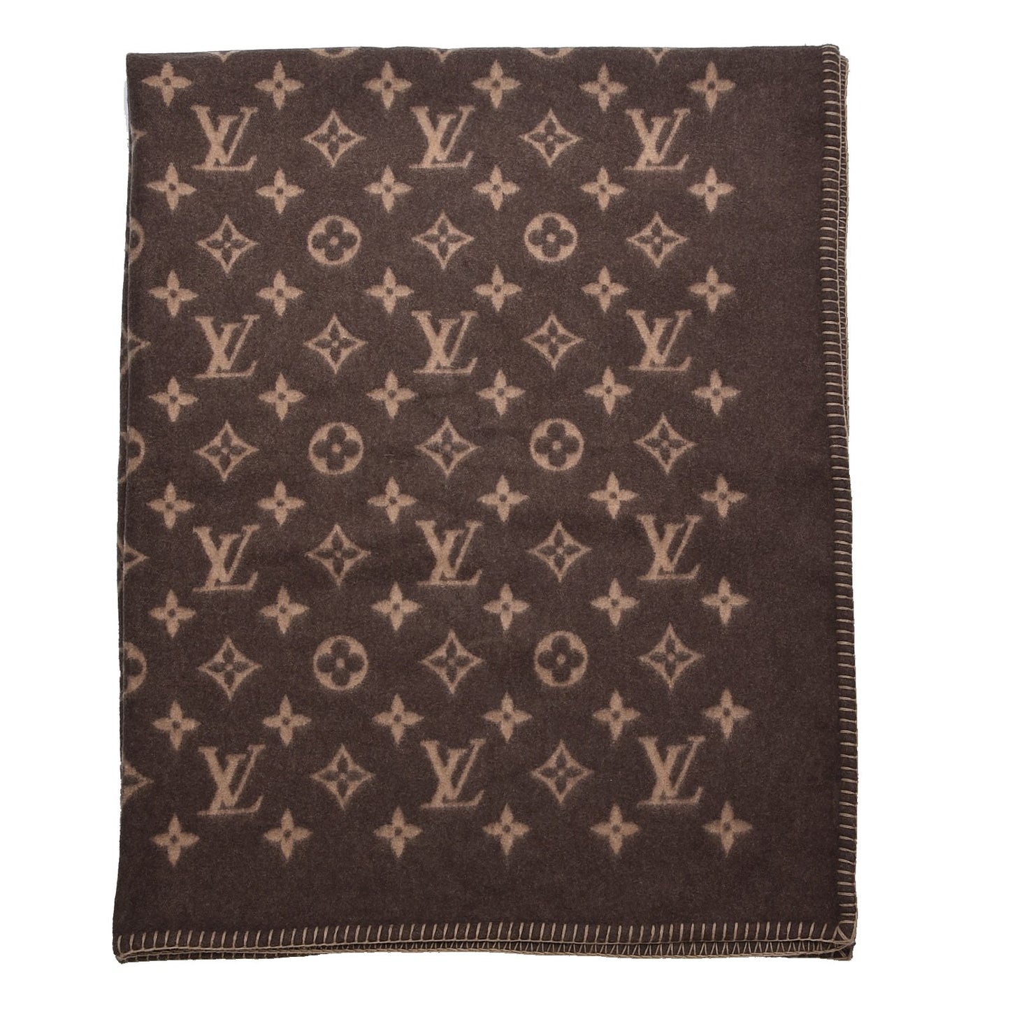 Wool Cashmere Monogram Blanket Marron