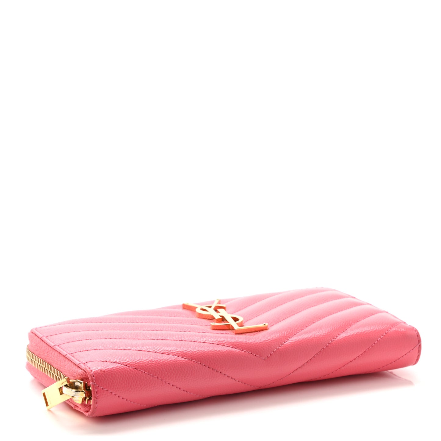 Grain De Poudre Matelasse Chevron Monogram Zip Around Wallet Rose Clair