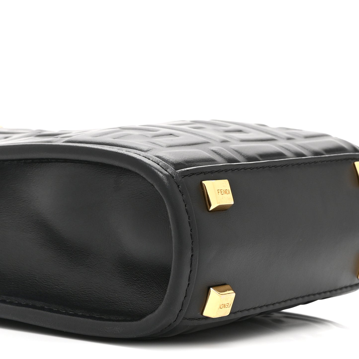 Vitello Plexiglass FF Embossed Mini Fendi Sunshine Shopper Tote Black