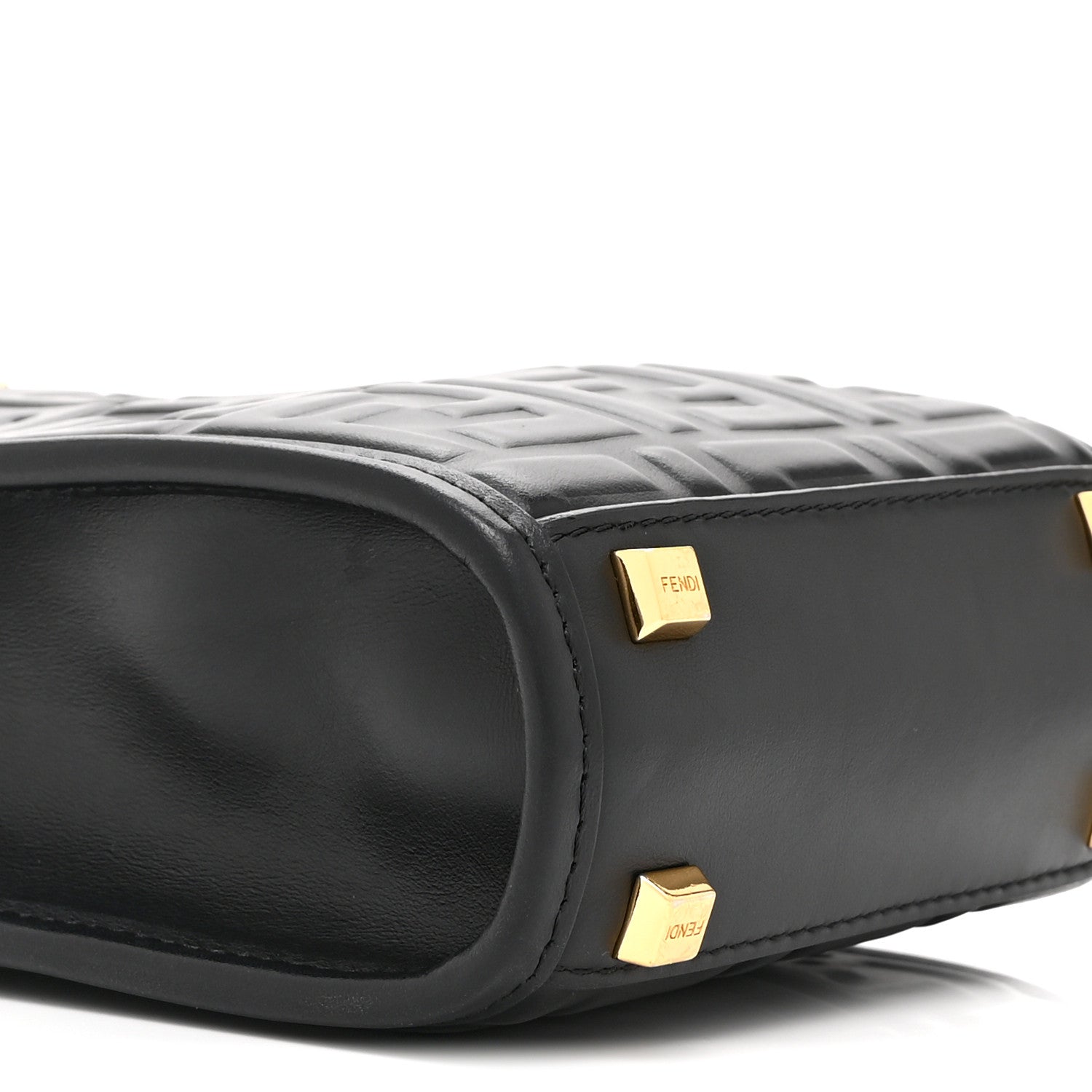 Fendi Vitello Plexiglass FF Embossed Mini Fendi Sunshine Shopper Tote Black 9 of 10