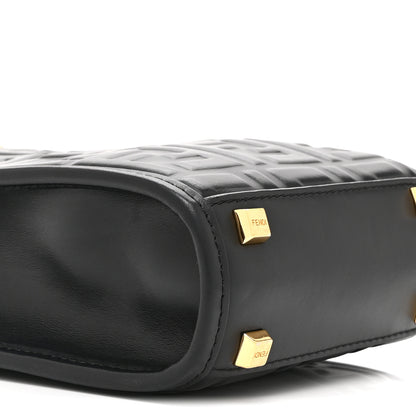 Fendi Vitello Plexiglass FF Embossed Mini Fendi Sunshine Shopper Tote Black 9 of 10