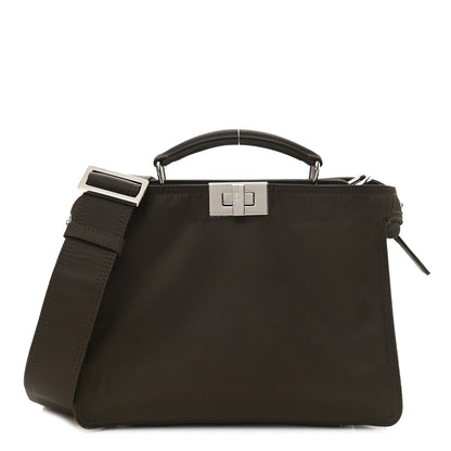 Fendi Nylon Vitello Cover Logo Embossed Mini Peekaboo I SEE U Satchel Ebano Sunflower 1 of 11
