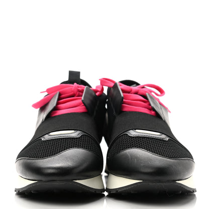 Balenciaga Mesh Calfskin Neoprene Suede Womens Race Runner Sneakers 41 Black 2 of 8