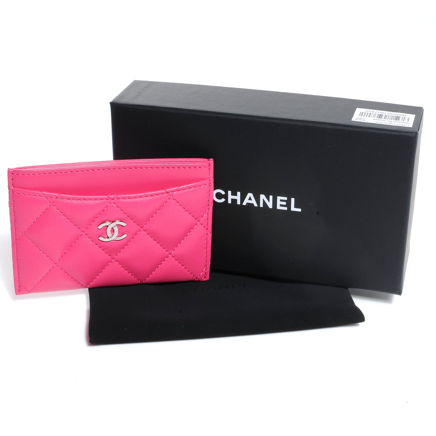 Lambskin Quilted Card Holder Fuchsia