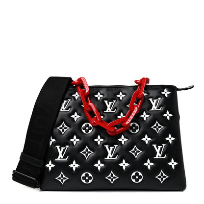 Louis Vuitton Lambskin Embossed Monogram Coussin PM Black White 1 of 8