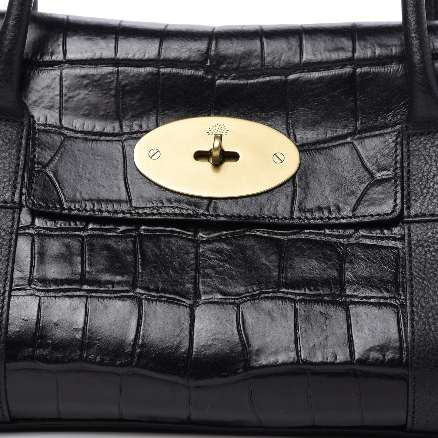 Crocodile Embossed Calfskin East West Bayswater Black