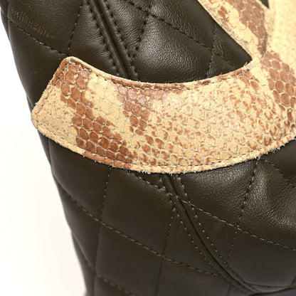 Chanel Calfskin Snakeskin Quilted Large Cambon Tote Khaki 11 of 14
