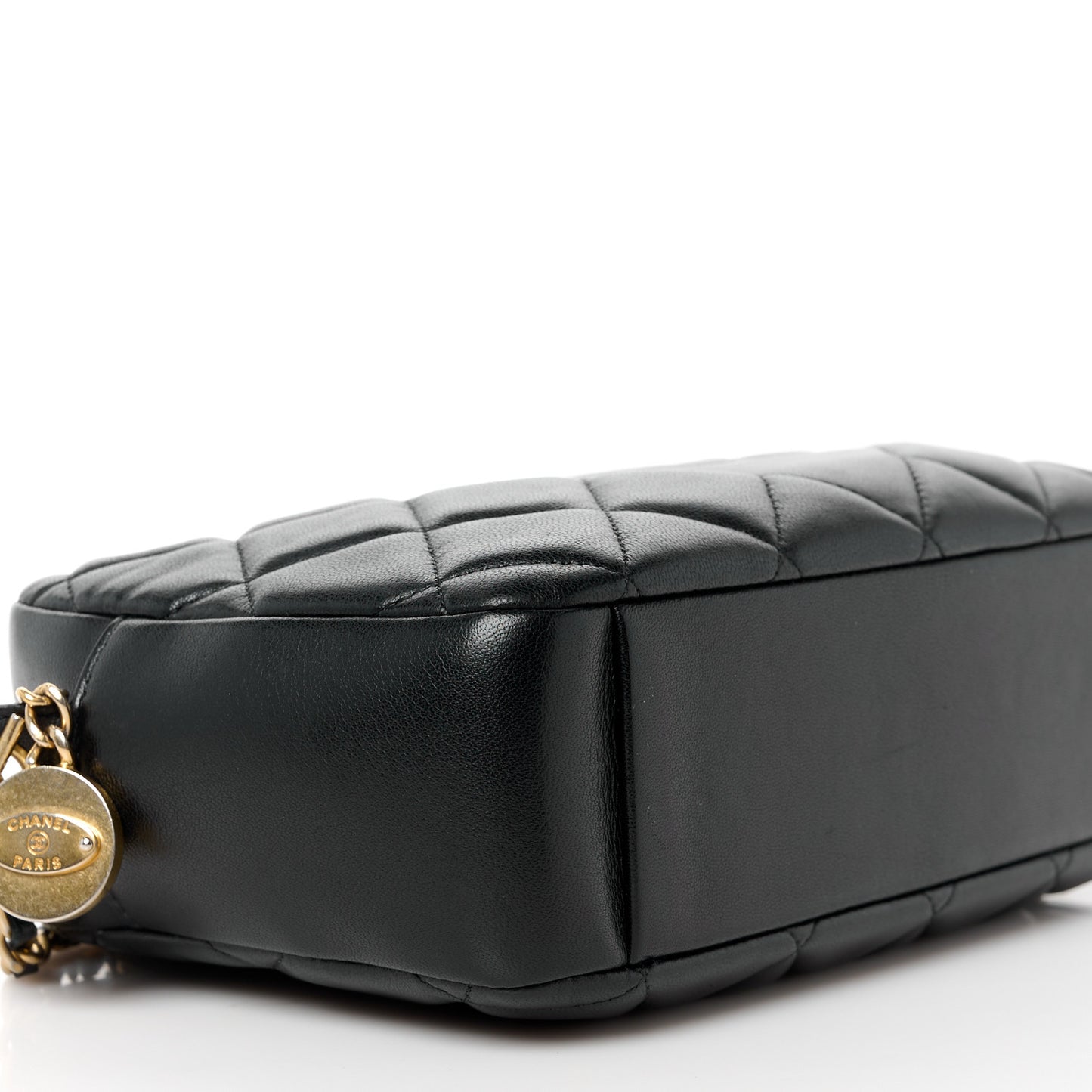 Lambskin Quilted Small Diamond CC Camera Case Black
