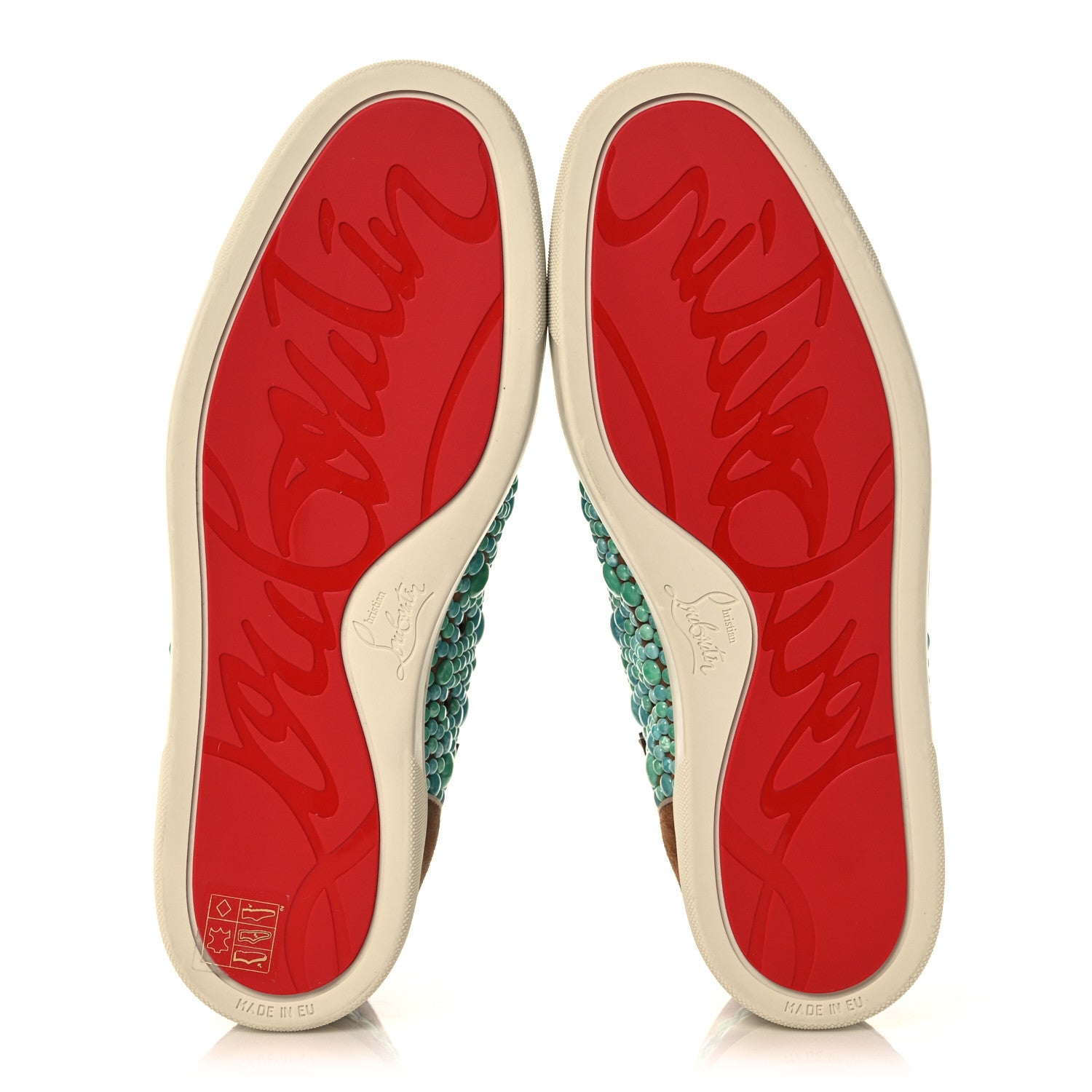 Christian Louboutin Calfskin Suede Minerom India Flat Sneakers 40.5 Turquoise 5 of 11