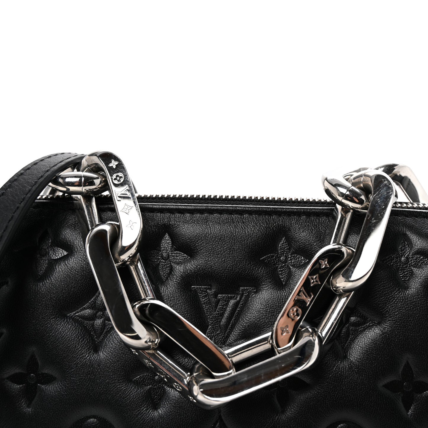 Lambskin Embossed Monogram Coussin BB Black
