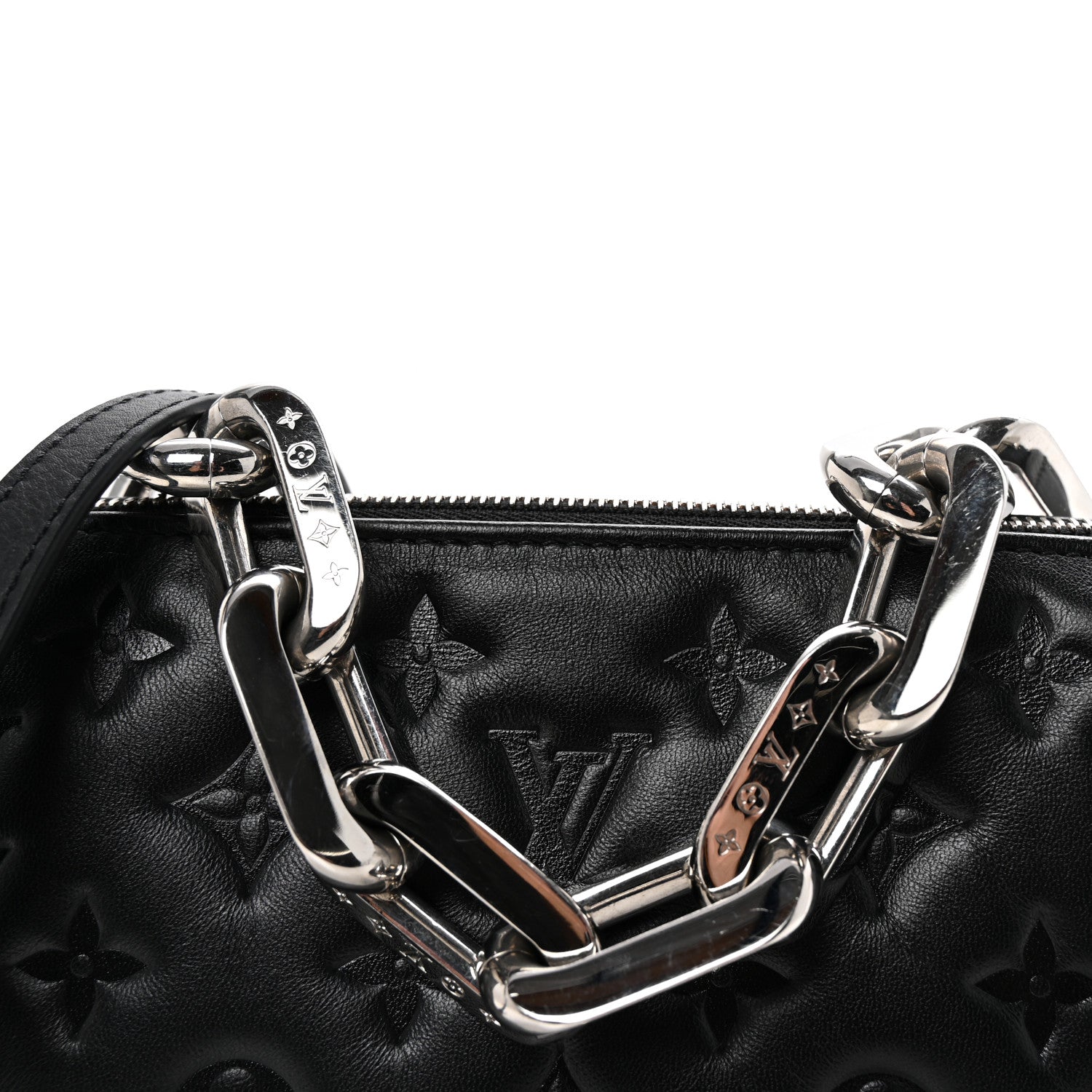Louis Vuitton Lambskin Embossed Monogram Coussin BB Black 7 of 9