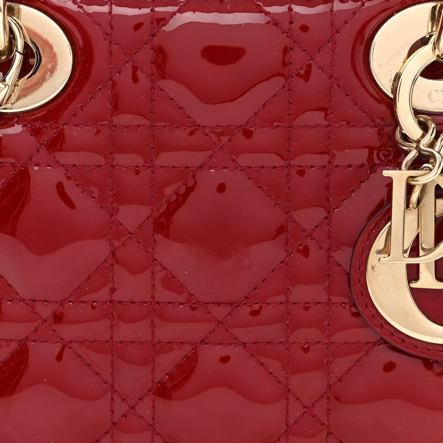 Patent Cannage Mini Lady Dior Red