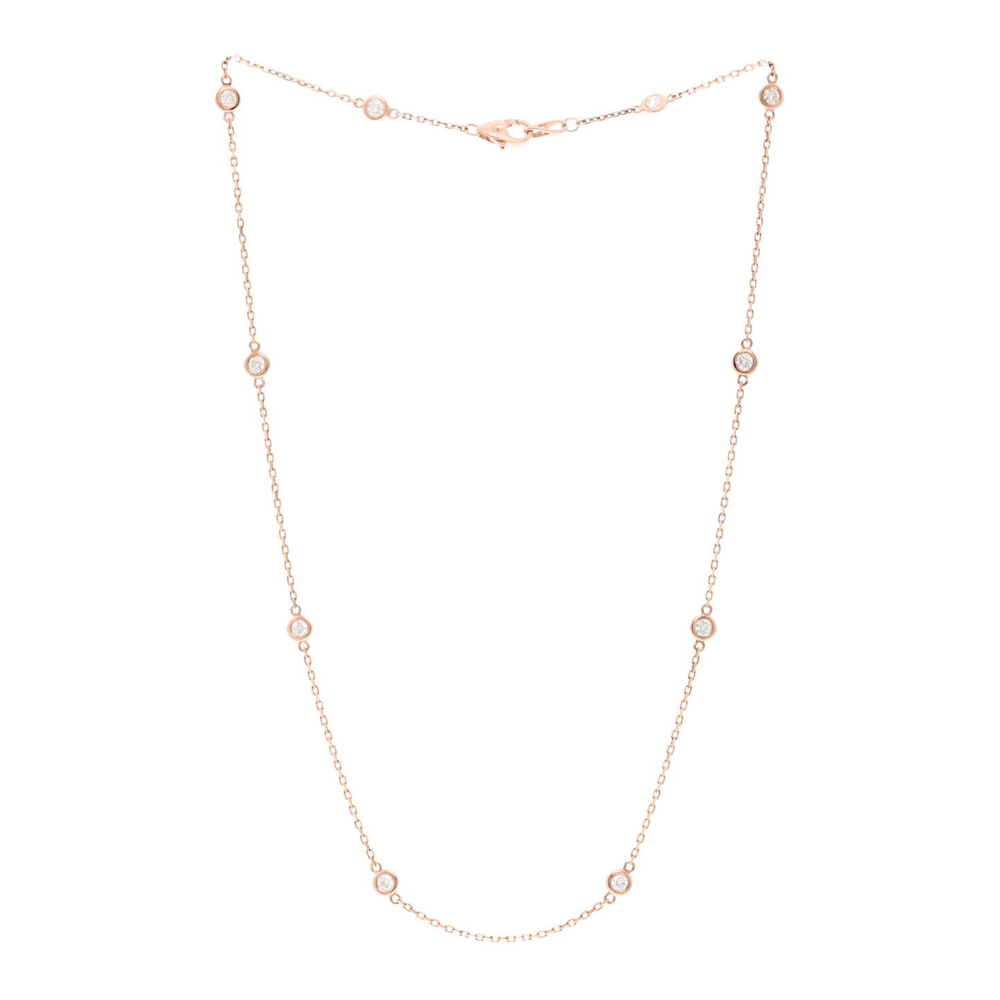 14K Rose Gold Diamond .75ctw Station Necklace