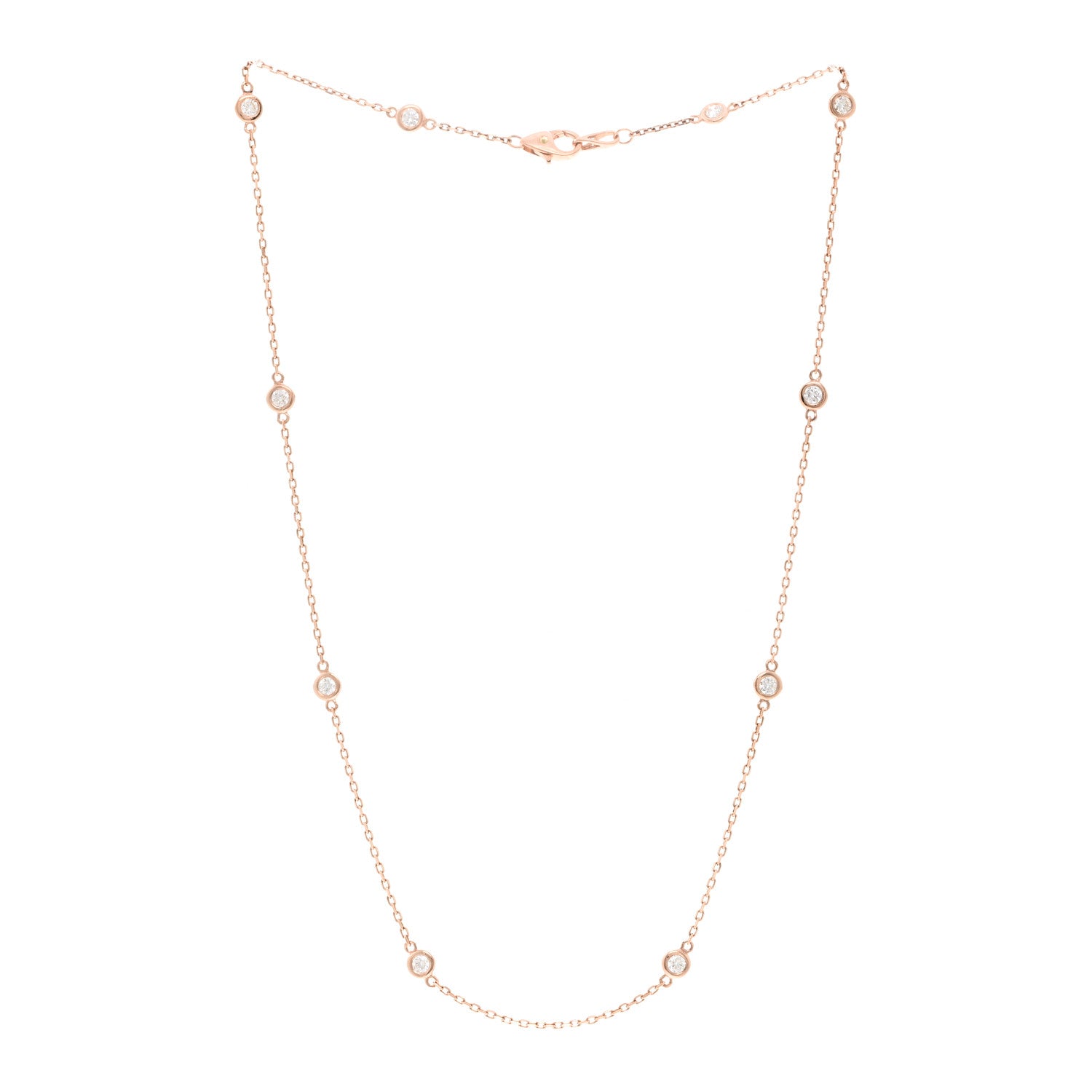 Parker & West by FASHIONPHILE 14K Rose Gold Diamond .75ctw Station Necklace 3 of 4