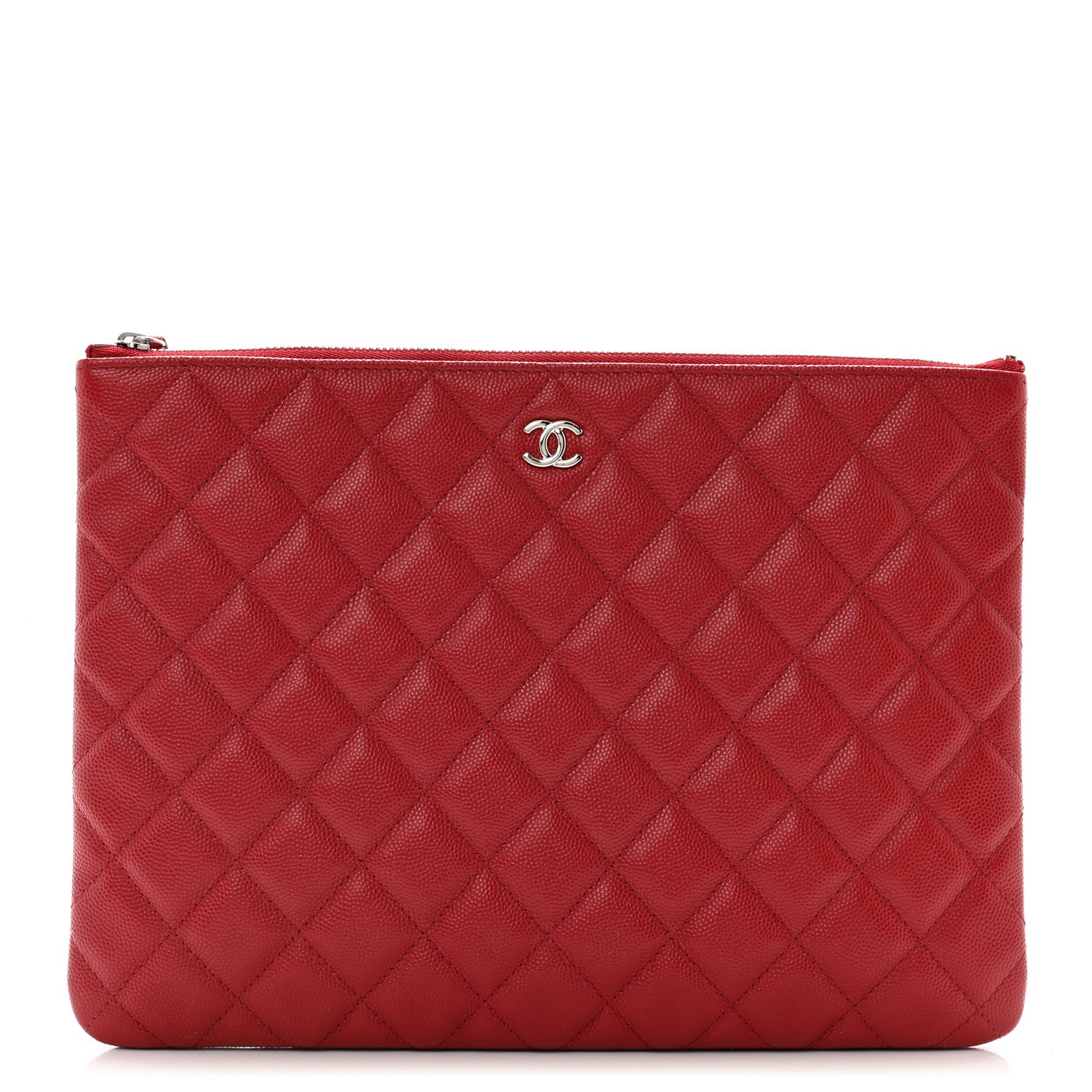 Chanel Caviar Quilted Medium Cosmetic Case Red 1 of 10