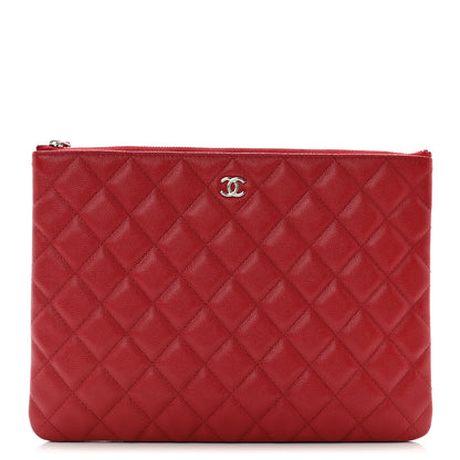 Chanel Caviar Quilted Medium Cosmetic Case Red 1 of 10